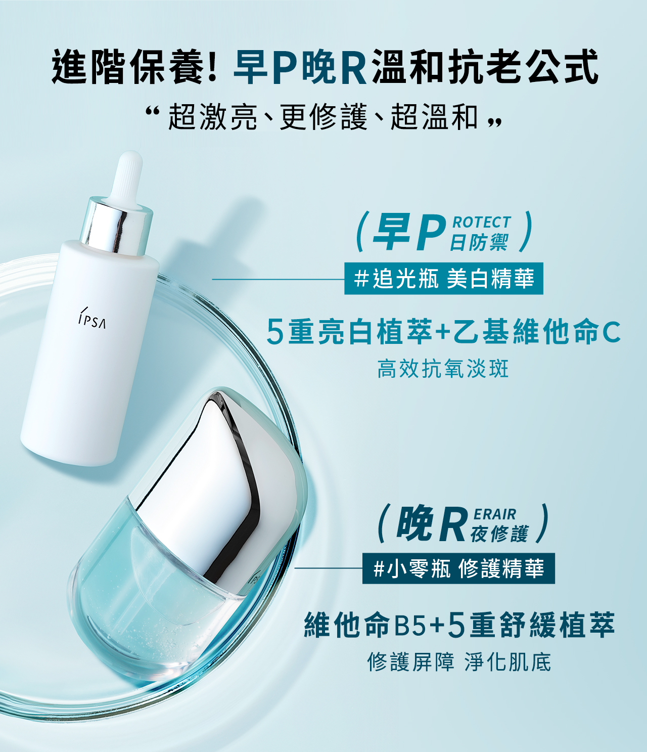 追光瓶 追光淨亮精華 修護歸零精華 小零瓶 早P晚R 日護夜修 日防禦 夜修護 乙基維他命C 維他命B5 維他命C 美白精華 修護精華 抗氧化